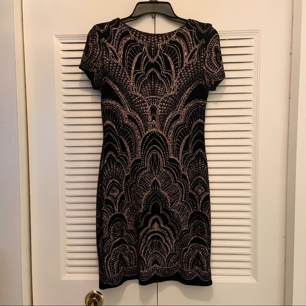 Black and Rose Gold Glitter Dress